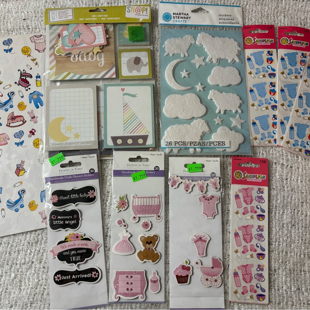 Assorted Baby Themed Stickers & Embellishments